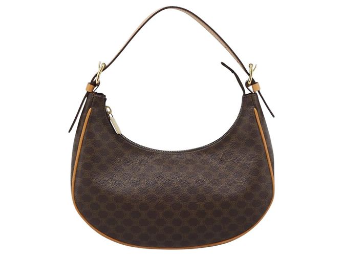 Céline CELINE Macadam Canvas Hand Bag PVC Leather Brown Gold - vista 2