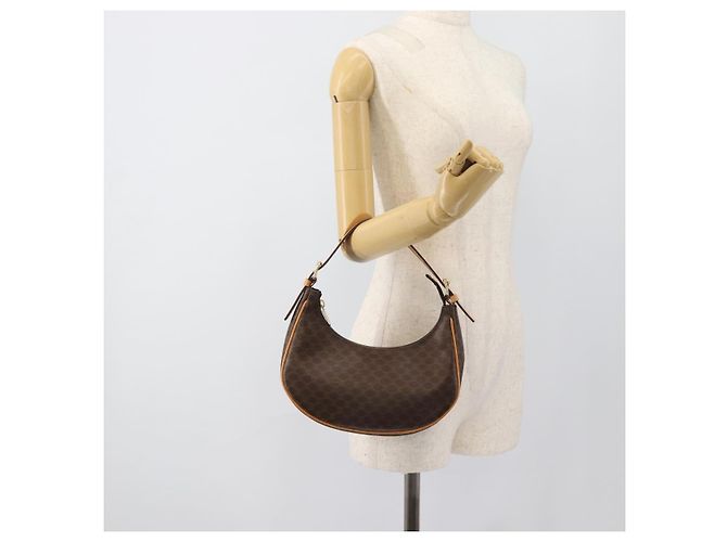 Céline CELINE Macadam Canvas Hand Bag PVC Leather Brown Gold - vista 21