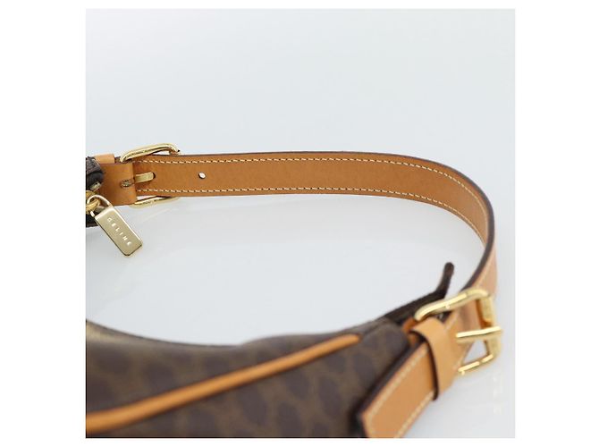 Céline CELINE Macadam Canvas Hand Bag PVC Leather Brown Gold - vista 8