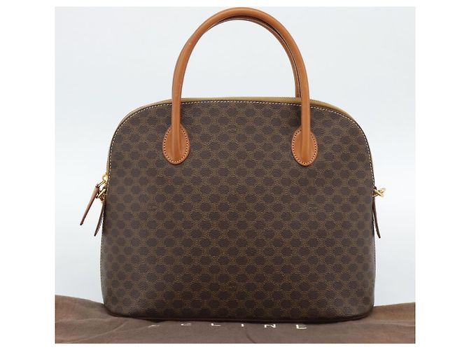 Céline CELINE Macadam Canvas Hand Bag PVC Leather 2way Brown Gold - vista 13