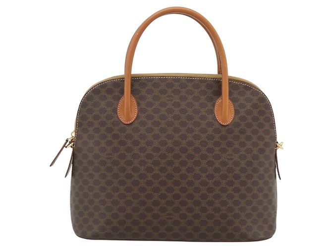 Céline CELINE Macadam Canvas Hand Bag PVC Leather 2way Brown Gold - vista 14