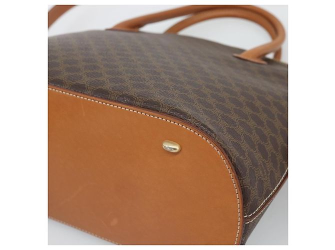 Céline CELINE Macadam Canvas Hand Bag PVC Leather 2way Brown Gold - vista 17