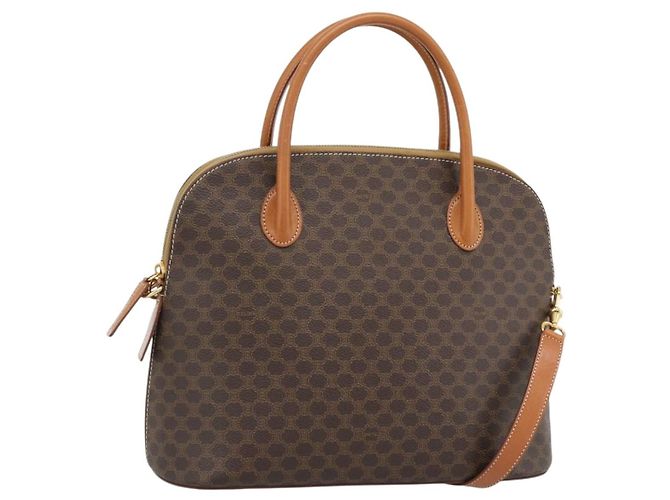 Céline CELINE Macadam Canvas Hand Bag PVC Leather 2way Brown Gold - vista 2