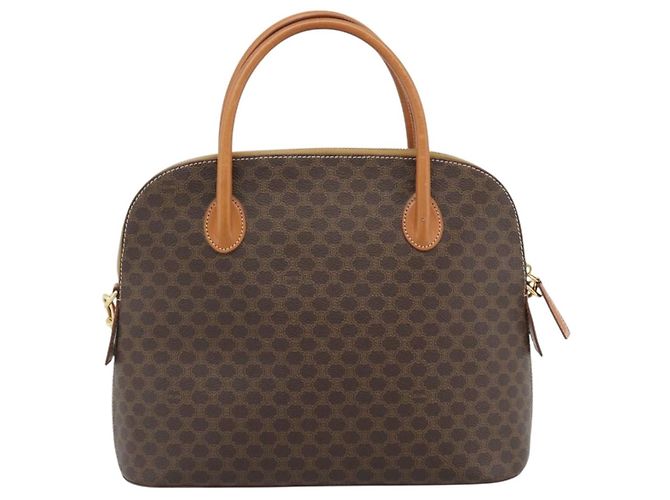 Céline CELINE Macadam Canvas Hand Bag PVC Leather 2way Brown Gold - vista 3