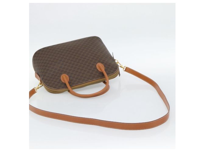 Céline CELINE Macadam Canvas Hand Bag PVC Leather 2way Brown Gold - vista 9