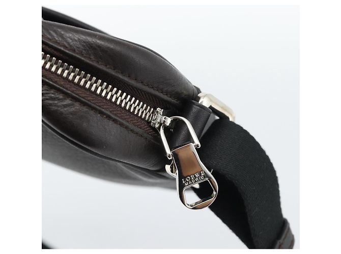 LOEWE Anagram Shoulder Bag Leather Brown Silver - vista 10