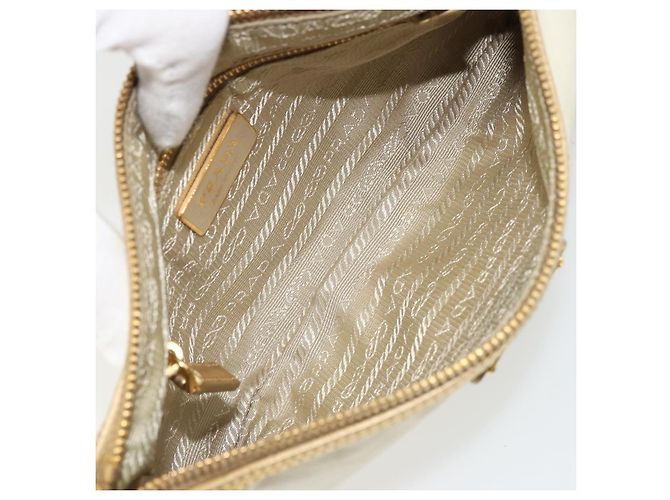 PRADA Chain Shoulder Bag Nylon White Gold - vista 11