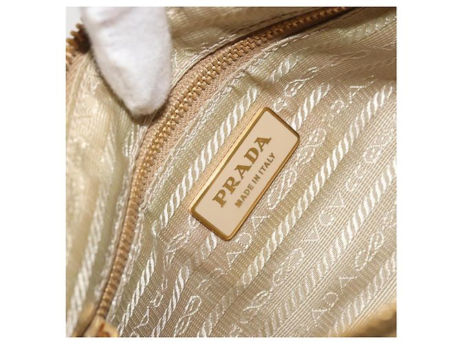 PRADA Chain Shoulder Bag Nylon White Gold - vista 18