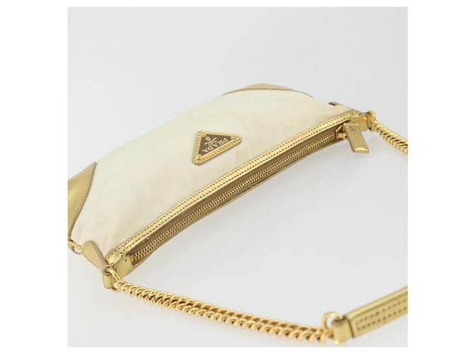 PRADA Chain Shoulder Bag Nylon White Gold - vista 6