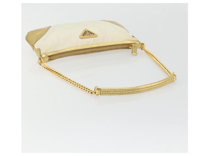 PRADA Chain Shoulder Bag Nylon White Gold - vista 7