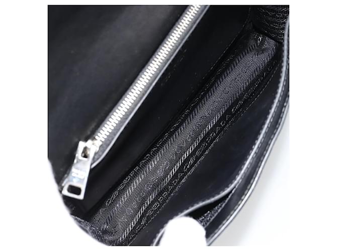 PRADA Electra Studs Shoulder Bag Leather Black Silver - vista 10