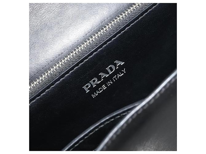 PRADA Electra Studs Shoulder Bag Leather Black Silver - vista 21