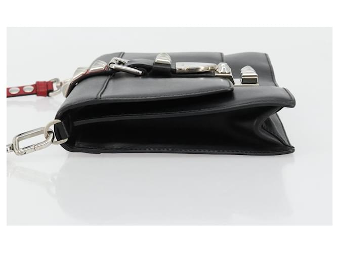 PRADA Electra Studs Shoulder Bag Leather Black Silver - vista 4