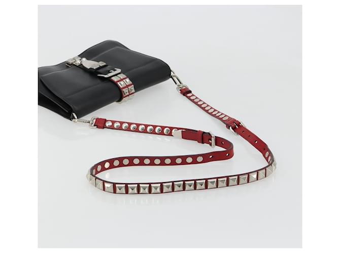 PRADA Electra Studs Shoulder Bag Leather Black Silver - vista 7