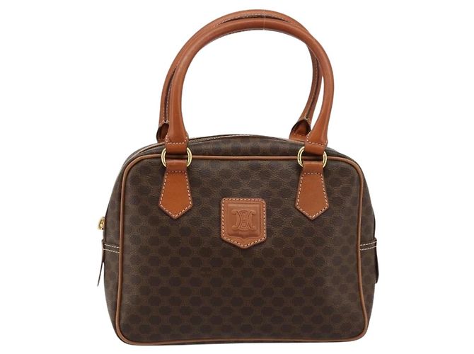 Céline CELINE Macadam Canvas Hand Bag PVC Leather Brown Gold - vista 13