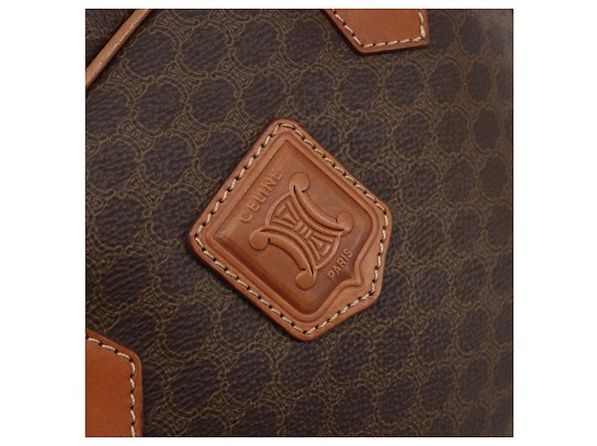 Céline CELINE Macadam Canvas Hand Bag PVC Leather Brown Gold - vista 17