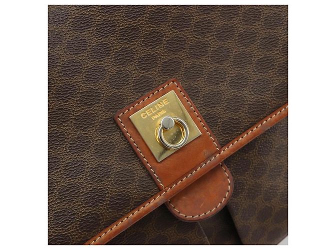 Céline CELINE Macadam Canvas Shoulder Bag PVC Leather Brown Gold - vista 18