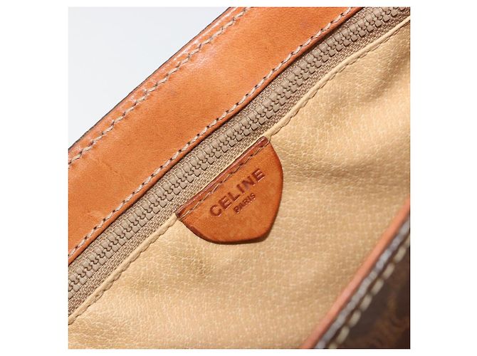 Céline CELINE Macadam Canvas Shoulder Bag PVC Leather Brown Gold - vista 19