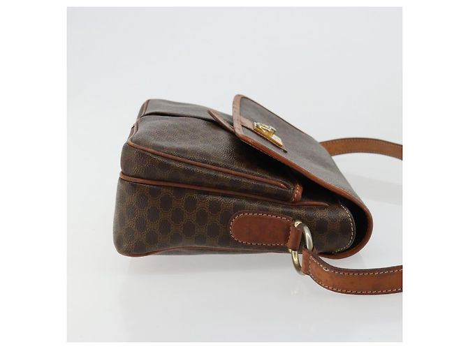 Céline CELINE Macadam Canvas Shoulder Bag PVC Leather Brown Gold - vista 3