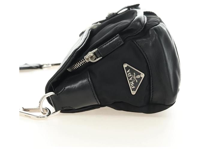 PRADA Shoulder Bag Nylon Black Silver - vista 3