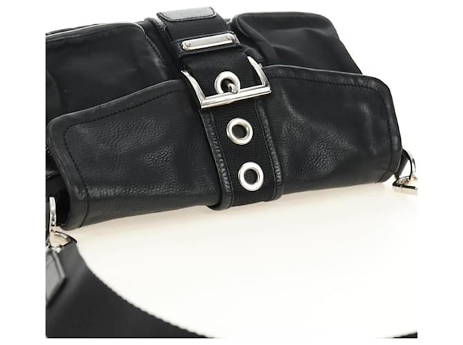 PRADA Shoulder Bag Nylon Black Silver - vista 6