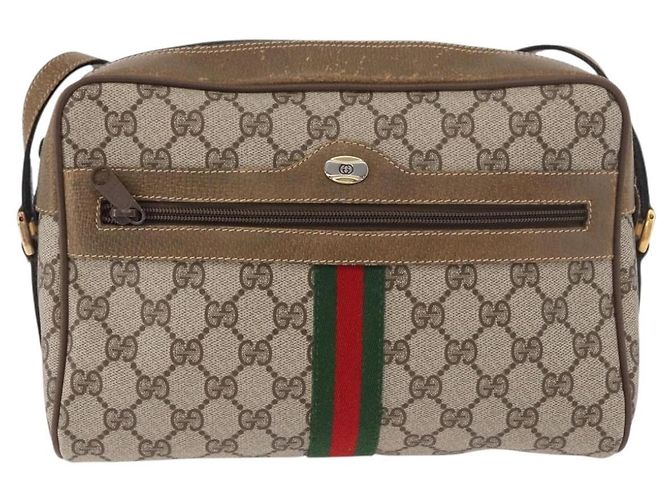 GUCCI GG Supreme Web Sherry Line Bag PVC Beige Gold 56 02 005 - vista 13