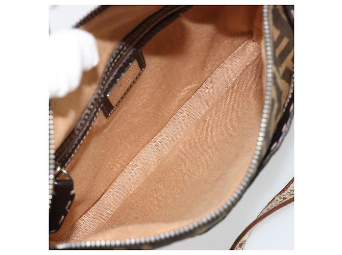 FENDI Zucca Canvas Celeria Shoulder Bag Black Brown - vista 11
