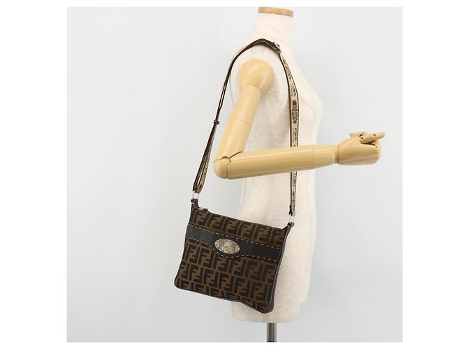 FENDI Zucca Canvas Celeria Shoulder Bag Black Brown - vista 24