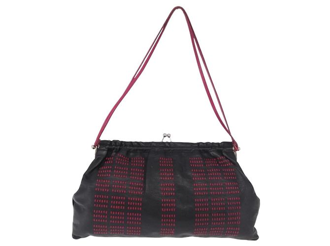 Miu Miu Shoulder Bag Leather Black Silver - vista 2