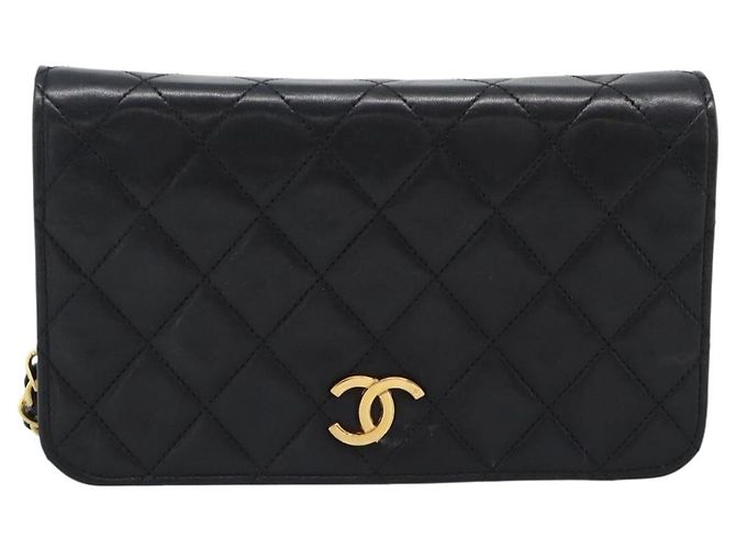 CHANEL Matelasse Chain Shoulder Bag Lamb Skin Black Gold CC - vista 13