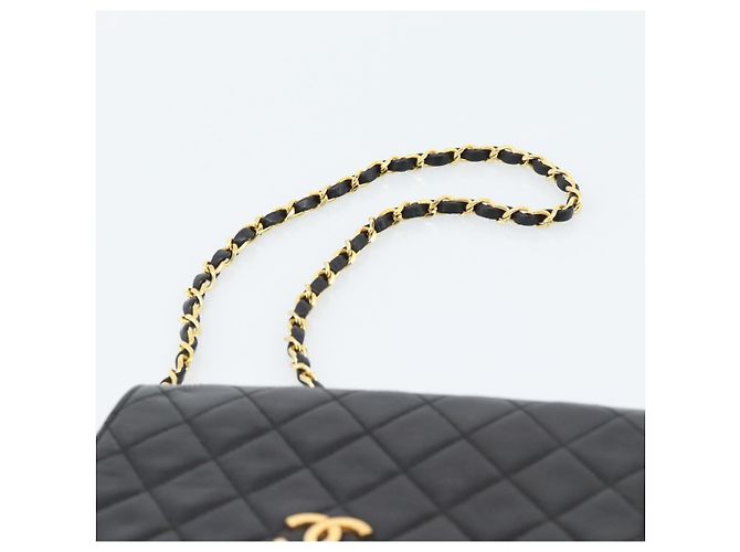CHANEL Matelasse Chain Shoulder Bag Lamb Skin Black Gold CC - vista 14