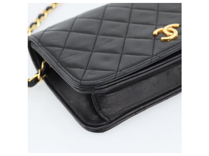 CHANEL Matelasse Chain Shoulder Bag Lamb Skin Black Gold CC - vista 16