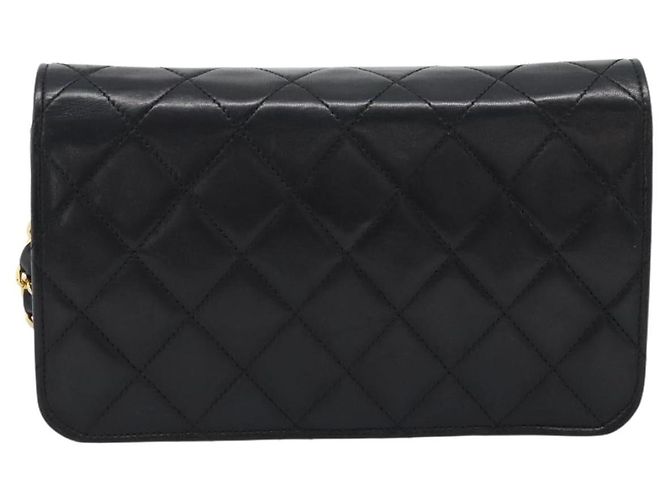 CHANEL Matelasse Chain Shoulder Bag Lamb Skin Black Gold CC - vista 2