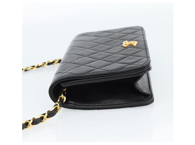 CHANEL Matelasse Chain Shoulder Bag Lamb Skin Black Gold CC - vista 3