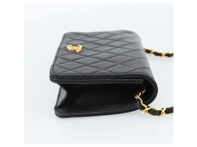 CHANEL Matelasse Chain Shoulder Bag Lamb Skin Black Gold CC - vista 4