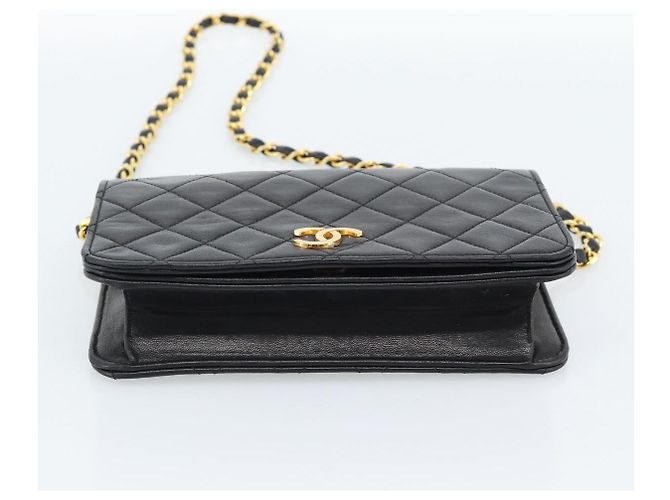CHANEL Matelasse Chain Shoulder Bag Lamb Skin Black Gold CC - vista 5