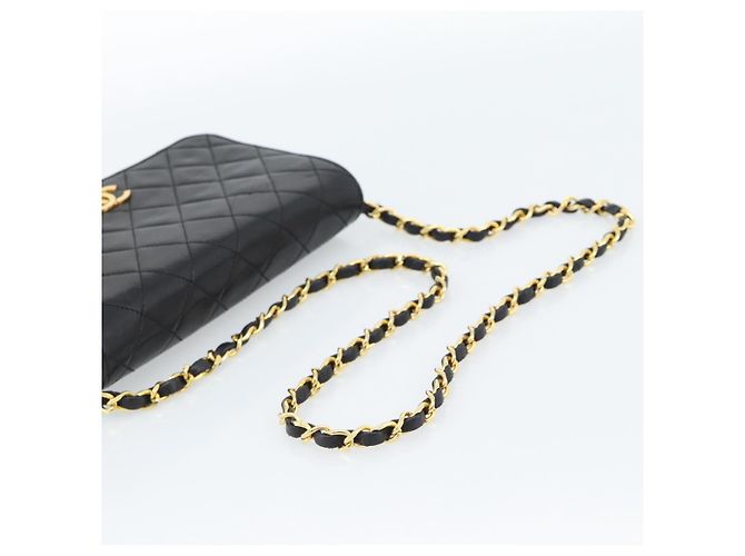 CHANEL Matelasse Chain Shoulder Bag Lamb Skin Black Gold CC - vista 7