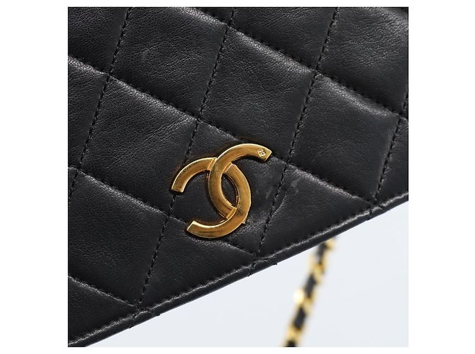 CHANEL Matelasse Chain Shoulder Bag Lamb Skin Black Gold CC - vista 8