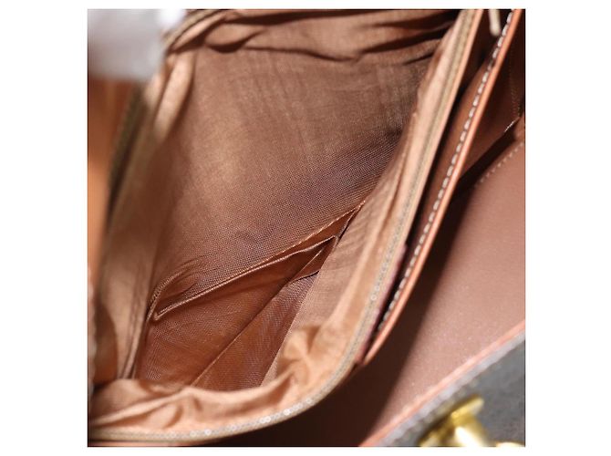Céline CELINE Macadam Canvas Hand Bag PVC Leather Brown Gold - vista 11