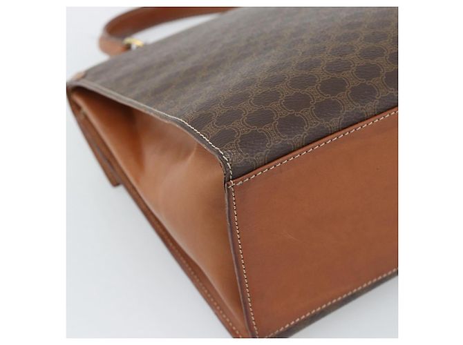 Céline CELINE Macadam Canvas Hand Bag PVC Leather Brown Gold - vista 17
