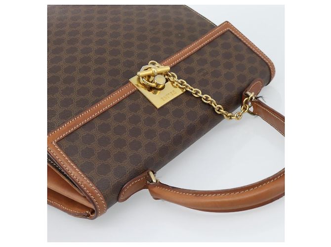 Céline CELINE Macadam Canvas Hand Bag PVC Leather Brown Gold - vista 6