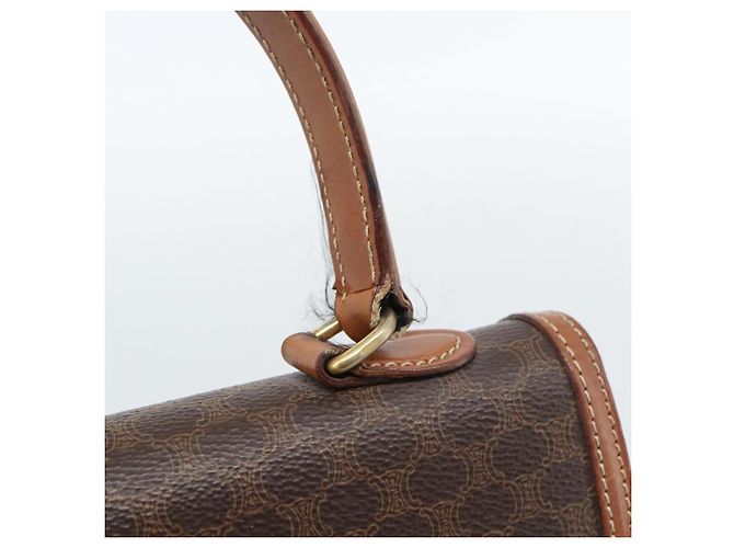Céline CELINE Macadam Canvas Hand Bag PVC Leather Brown Gold - vista 9