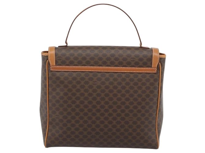 Céline CELINE Macadam Canvas Hand Bag PVC Leather Brown Gold - vista 2