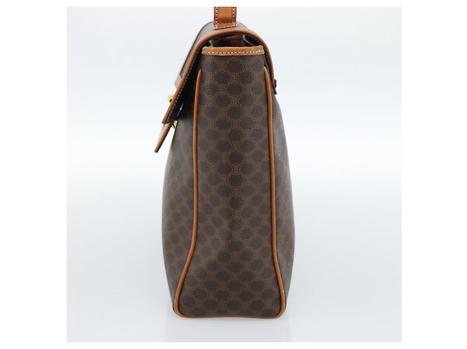Céline CELINE Macadam Canvas Hand Bag PVC Leather Brown Gold - vista 4