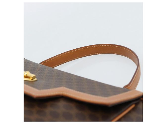 Céline CELINE Macadam Canvas Hand Bag PVC Leather Brown Gold - vista 8
