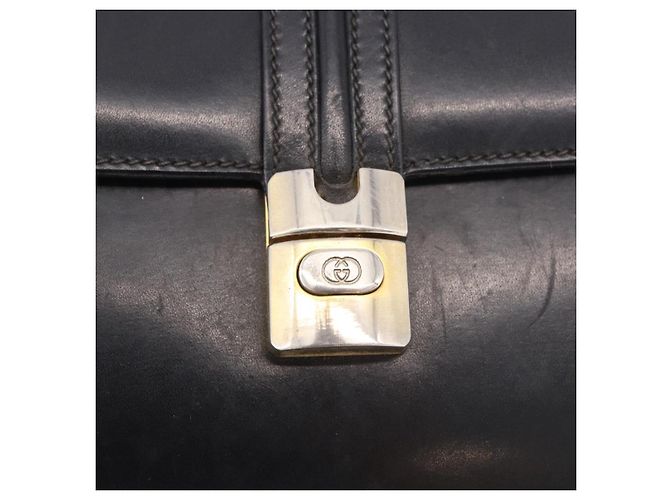 GUCCI Shoulder Bag Leather Navy Gold - vista 14
