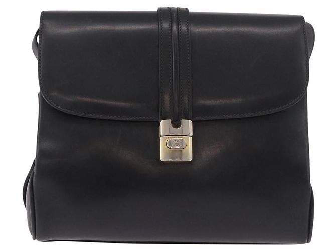 GUCCI Shoulder Bag Leather Navy Gold - vista 2