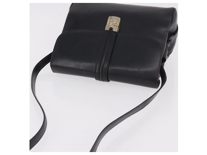 GUCCI Shoulder Bag Leather Navy Gold - vista 6