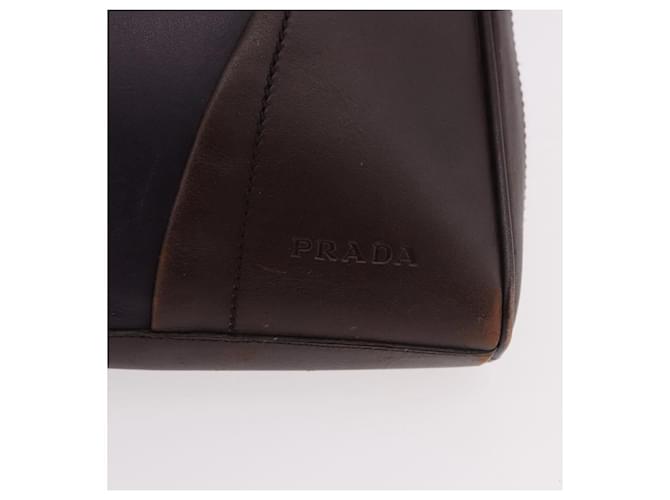 PRADA Shoulder Bag Leather Navy Silver - vista 19
