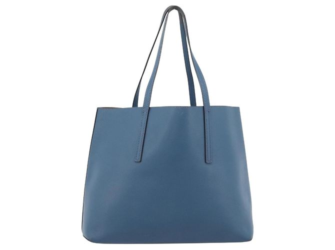 FENDI Tote Bag Leather Blue Silver - vista 2